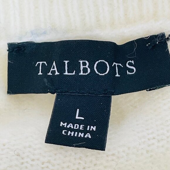 Talbots Rhinestone Ivory Cardigan Sz L Holiday Event Cozy Luxe Sparkle Dazzle - Picture 6 of 8